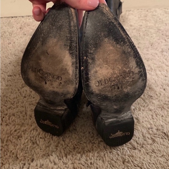 Old Gringo Black Myra Cowboy Boots with stitching. Sz 6.5, side zip. 18” shaft - Picture 4 of 4